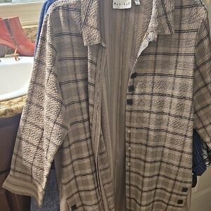 Habitat Taupe and Black Striped Tunic Size M